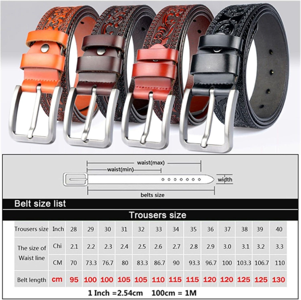 Gürtel - mit Schnalle - Flower Tooling - RED BROWN - versch. Längen - 100cm bis 125cm